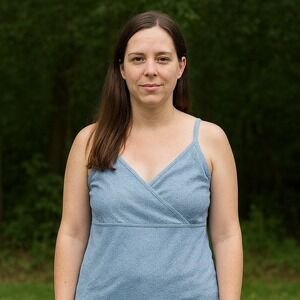 New Eileen Fisher Lilac Wrap-Front Textured V-Neck Crossover Camisole size M.